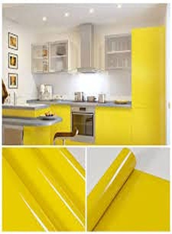 WISDOM 24" x 60" Yellow Peel and Stick Wallpaper Waterproof Solid Yellow Wallpaper Removable Contact Paper Pure Yellow Wall Paper Self Adhesive Wallpaper Yellow - Image 1